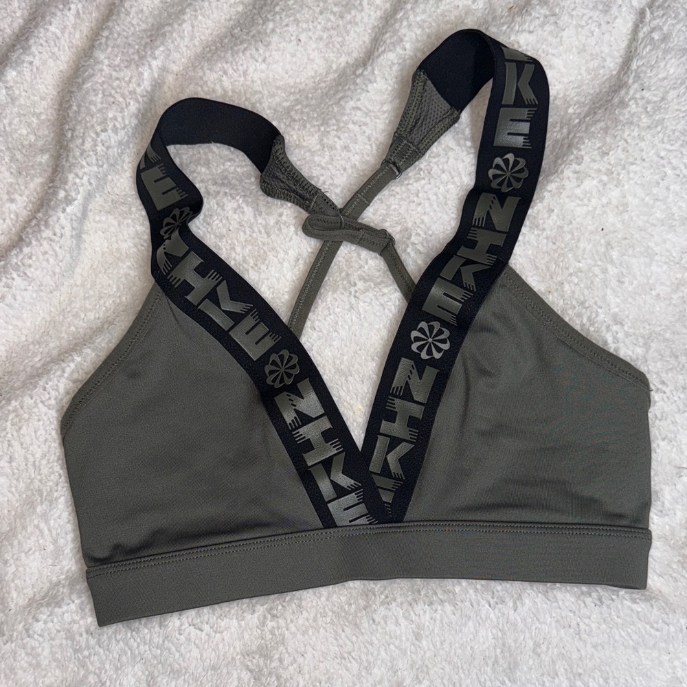 Nike Women's Olive Sports Bra with Black Straps